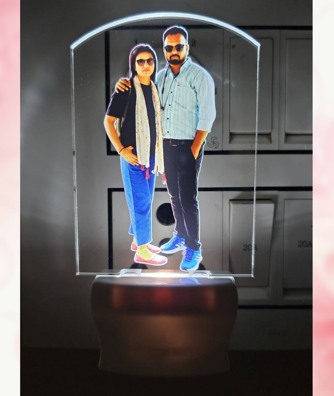Custom Photo Lamp 5 Inch Size Plug In Base White Light