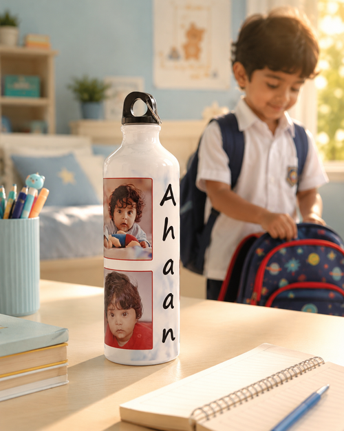 Personalized Photo Sipper Bottle 750ml | Custom Name & Photo Print | Kids Water Bottle