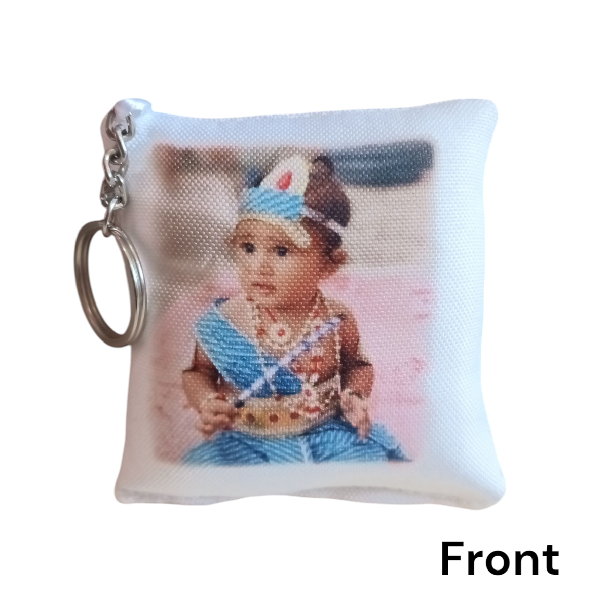Personalised Pillow Keychain | Photo + Naam | Kids Gift