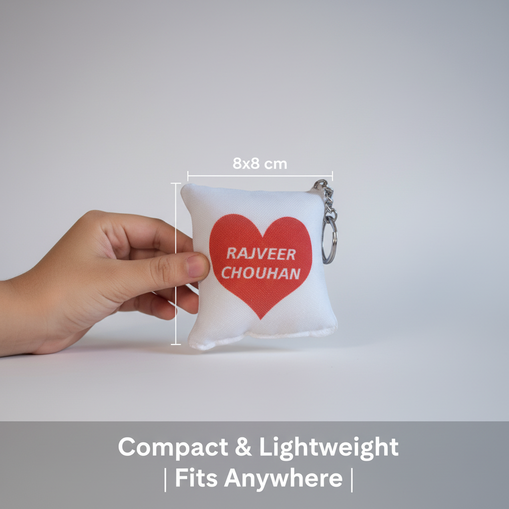 Personalised Pillow Keychain | Photo + Naam | Kids Gift